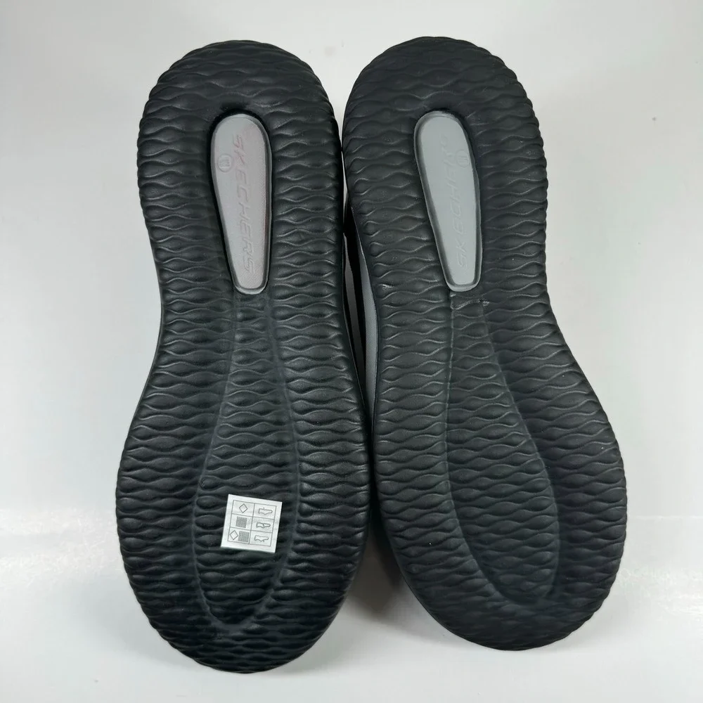 Skechers Delson Camben Men's US 11 Wide Black/Gray Knit Slip-On Sneaker 65474W